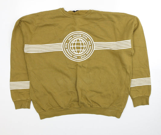 Mens UK Size M Pull&Bear Brown Pullover Sweatshirt