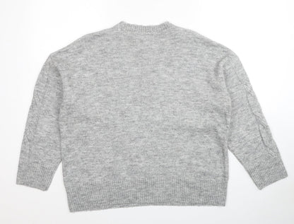George Womens Grey Round Neck Acrylic Pullover Jumper Size 12 - Size 12-14