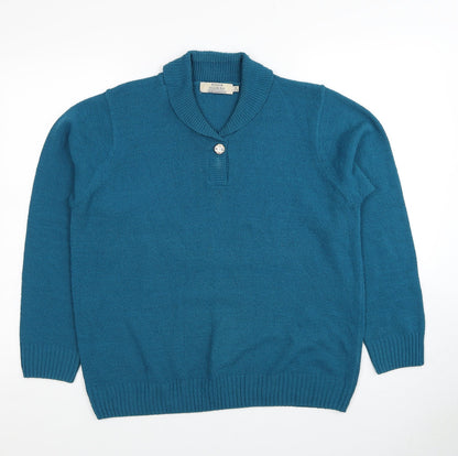 Womens UK Size 14 EWM Blue Pullover Jumper
