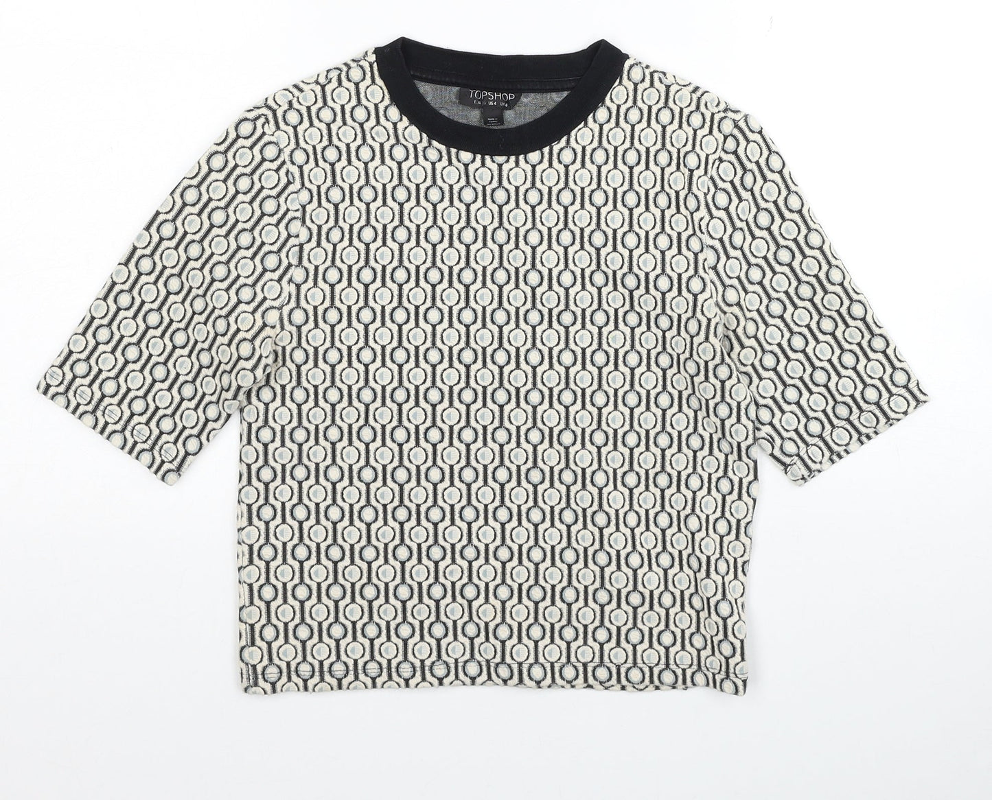 Womens UK Size 8 Topshop Multicoloured Cropped T-Shirt