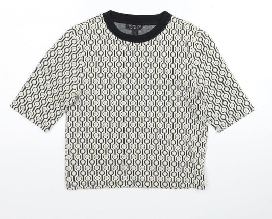 Womens UK Size 8 Topshop Multicoloured Cropped T-Shirt