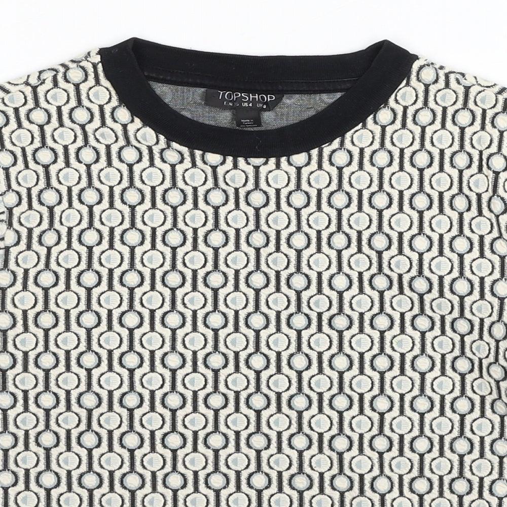 Womens UK Size 8 Topshop Multicoloured Cropped T-Shirt
