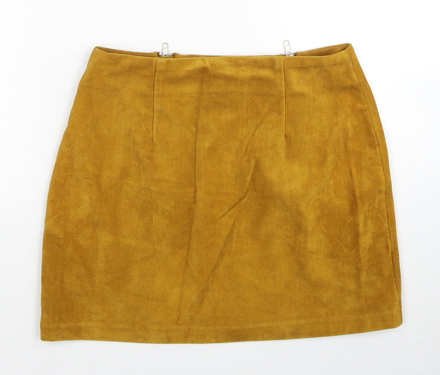 FOREVER 21 Womens Yellow Polyester Mini Skirt Size S Zip
