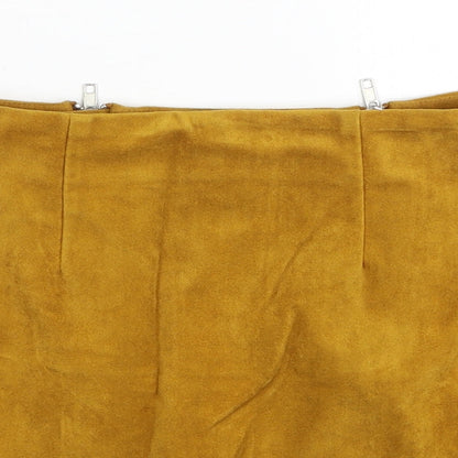 FOREVER 21 Womens Yellow Polyester Mini Skirt Size S Zip