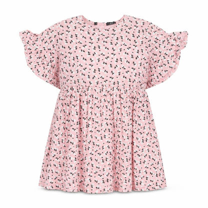 Preworn Womens Pink Floral Polyester Fit & Flare Size 10 Round Neck Pullover
