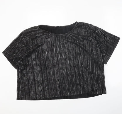 Womens UK Size L Monki Black Cropped Blouse