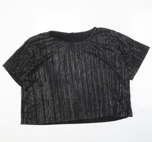 Womens UK Size L Monki Black Cropped Blouse