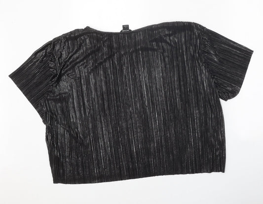 Womens UK Size L Monki Black Cropped Blouse
