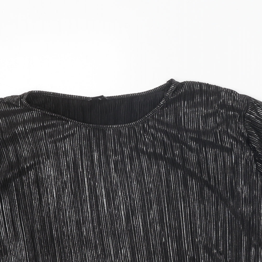 Womens UK Size L Monki Black Cropped Blouse