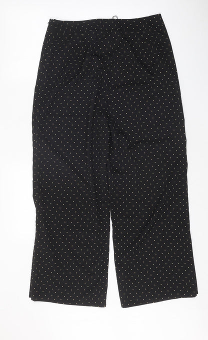 Fashion Union Womens Black Polka Dot Polyester Trousers Size 10 Regular Zip