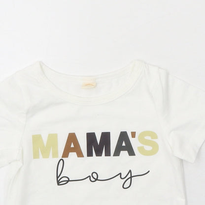 Preworn Boys White Polyester Basic T-Shirt Size 12 Months Round Neck Pullover - Mama's Boy