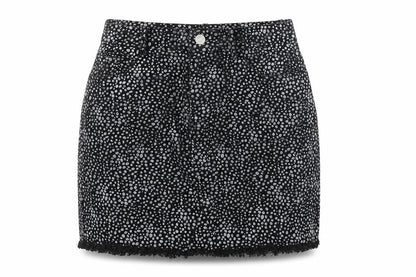 By Clara Womens Black Geometric Cotton Mini Skirt Size S Zip