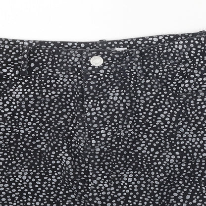 By Clara Womens Black Geometric Cotton Mini Skirt Size S Zip