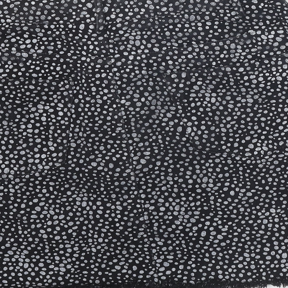 By Clara Womens Black Geometric Cotton Mini Skirt Size S Zip