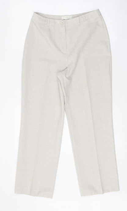 Womens UK Size 10 Marks and Spencer Regular Fit Dress Pants Beige Trousers
