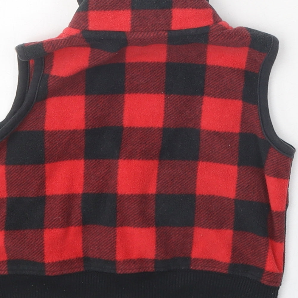 Carter's Red Plaid Gilet Waistcoat Size 9-12 Months Zip
