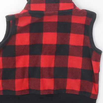 Carter's Red Plaid Gilet Waistcoat Size 9-12 Months Zip