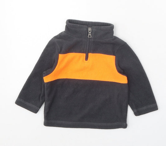Vintage Inspired Sportswear Boys Grey Colourblock Polyester Pullover Jumper Size 6-9 Months Zip