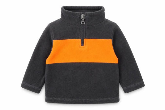 Vintage Inspired Sportswear Boys Grey Colourblock Polyester Pullover Jumper Size 6-9 Months Zip