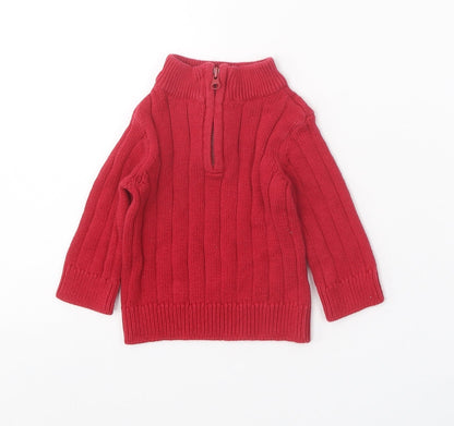 Greendog Baby Red 100% Cotton Pullover Jumper Size 3-6 Months Zip
