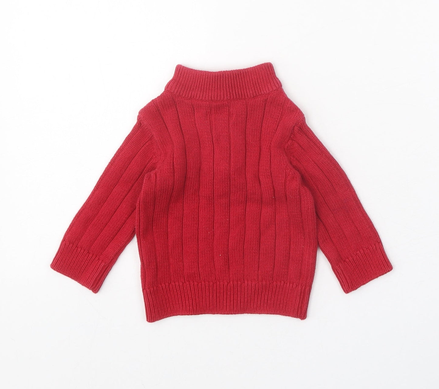 Greendog Baby Red 100% Cotton Pullover Jumper Size 3-6 Months Zip
