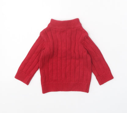 Greendog Baby Red 100% Cotton Pullover Jumper Size 3-6 Months Zip