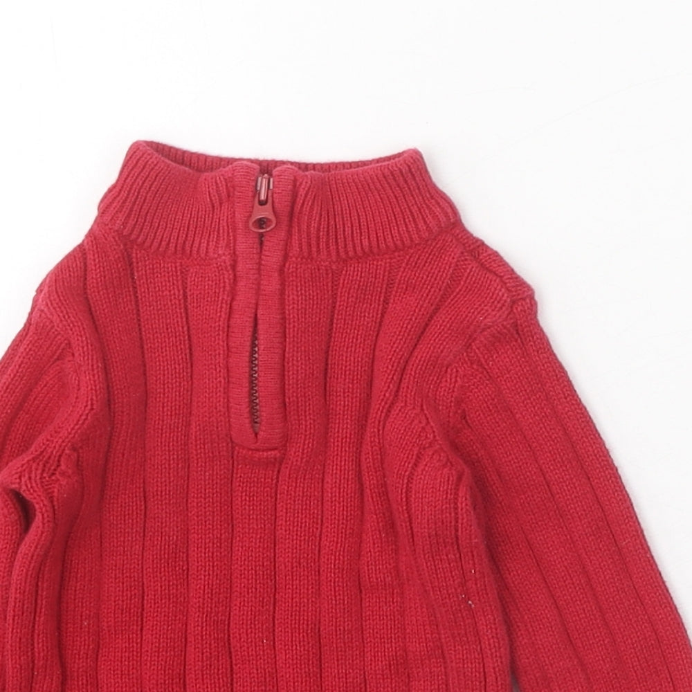 Greendog Baby Red 100% Cotton Pullover Jumper Size 3-6 Months Zip