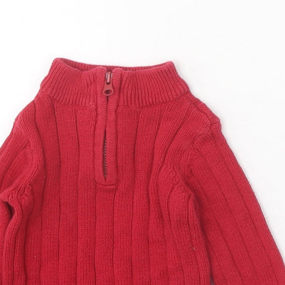 Greendog Baby Red 100% Cotton Pullover Jumper Size 3-6 Months Zip