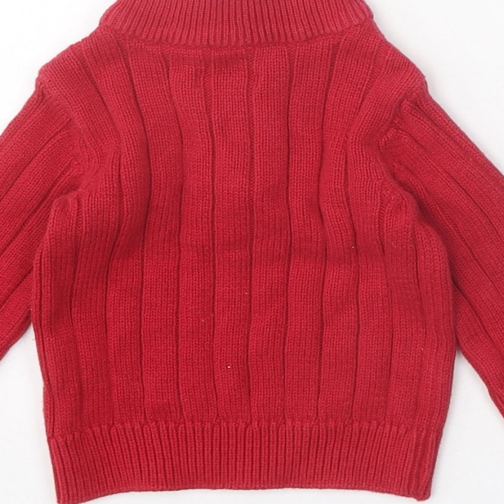 Greendog Baby Red 100% Cotton Pullover Jumper Size 3-6 Months Zip