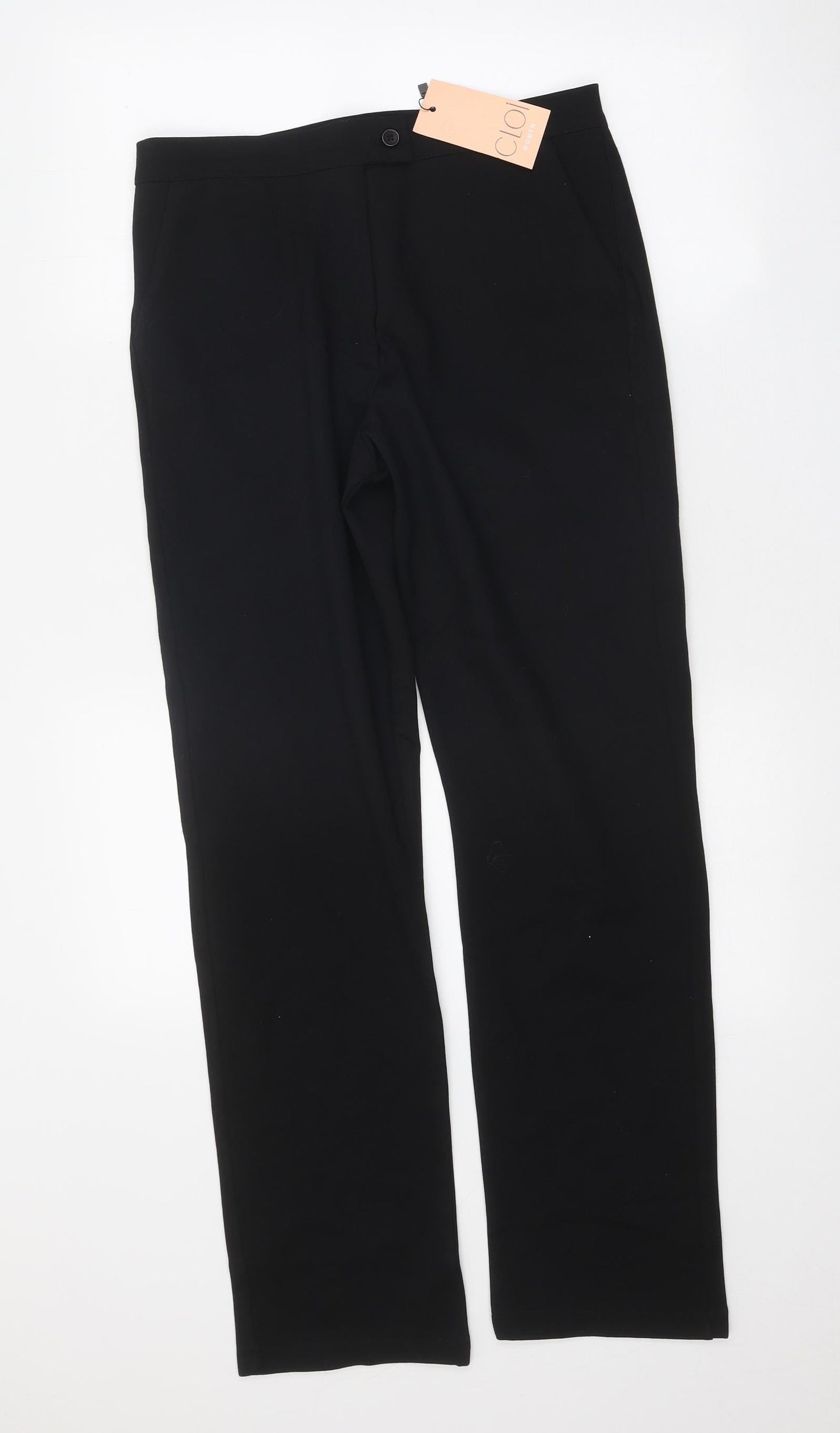 Cloi Womens Black Nylon Trousers Size 14 Regular Zip