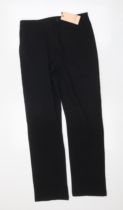Cloi Womens Black Nylon Trousers Size 14 Regular Zip