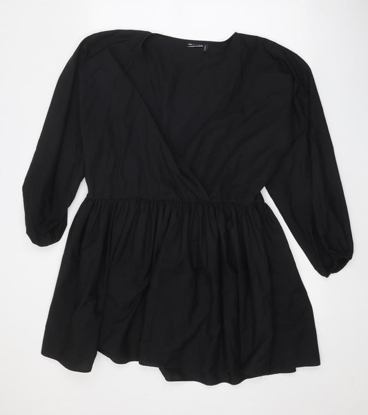 ASOS Womens Black Polyester Skater Dress Size 10 V-Neck Pullover