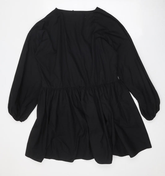 ASOS Womens Black Polyester Skater Dress Size 10 V-Neck Pullover