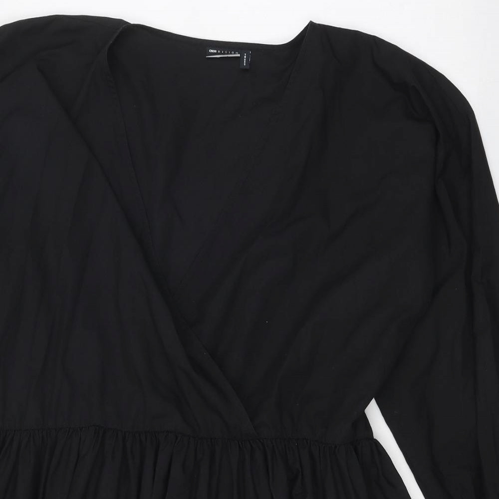 ASOS Womens Black Polyester Skater Dress Size 10 V-Neck Pullover