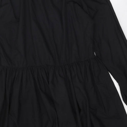 ASOS Womens Black Polyester Skater Dress Size 10 V-Neck Pullover