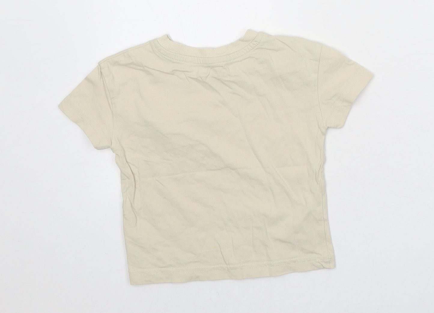 George Baby Beige 100% Cotton Basic T-Shirt Size 12-18 Months Round Neck Pullover