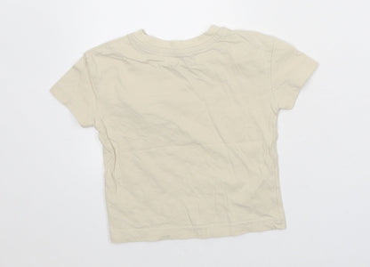 George Baby Beige 100% Cotton Basic T-Shirt Size 12-18 Months Round Neck Pullover