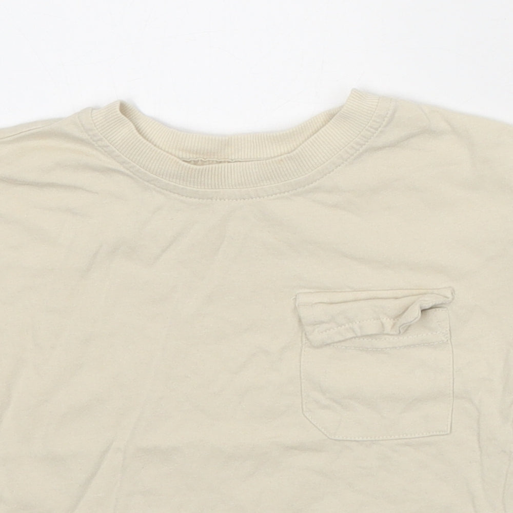 George Baby Beige 100% Cotton Basic T-Shirt Size 12-18 Months Round Neck Pullover