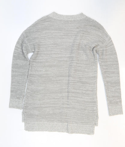 Papaya Womens Grey Round Neck Acrylic Pullover Jumper Size S