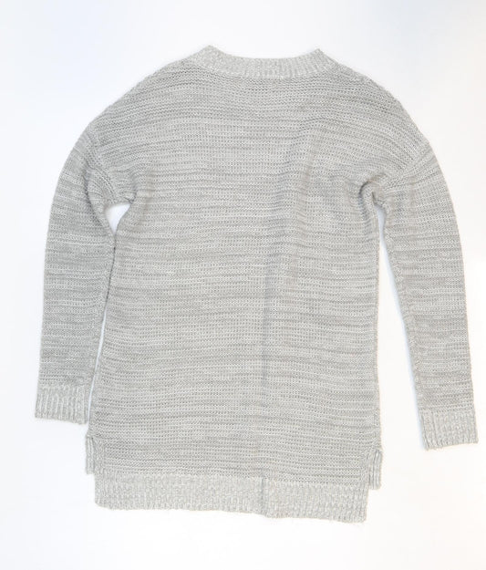 Papaya Womens Grey Round Neck Acrylic Pullover Jumper Size S