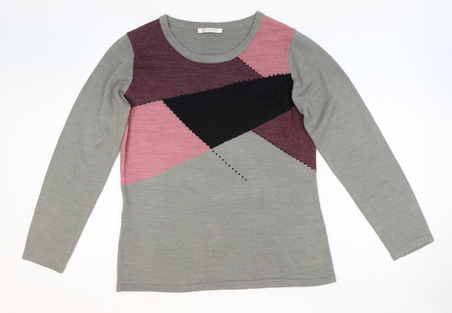 Womens UK Size M Anna Rose Grey Pullover Jumper