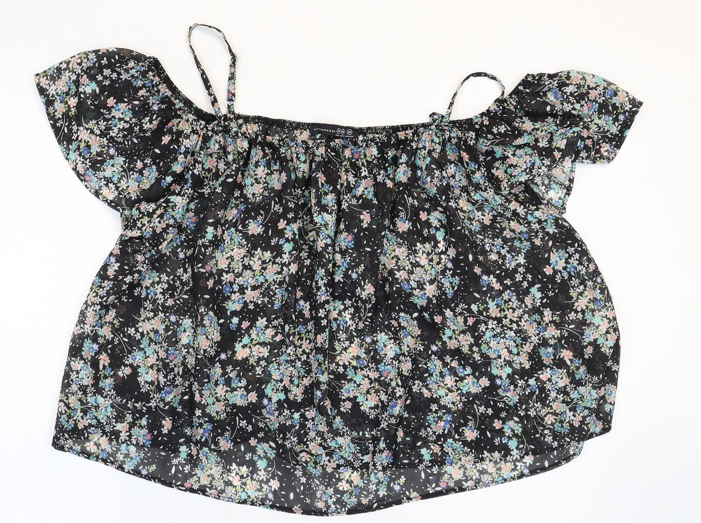 Womens UK Size 10 Atmosphere Black Cropped Blouse