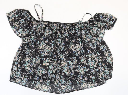Womens UK Size 10 Atmosphere Black Cropped Blouse