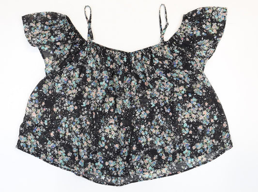 Womens UK Size 10 Atmosphere Black Cropped Blouse
