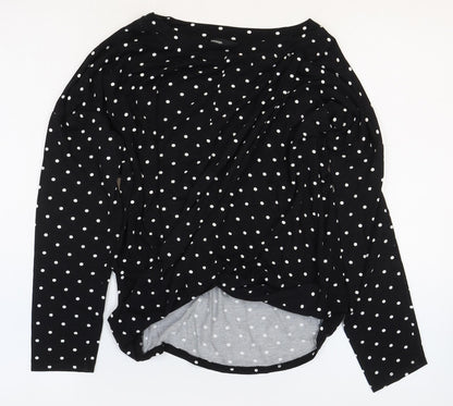 George Womens Black Polka Dot Viscose Basic Blouse Size 10 Boat Neck