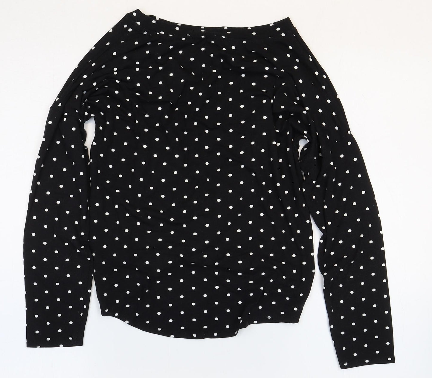 George Womens Black Polka Dot Viscose Basic Blouse Size 10 Boat Neck