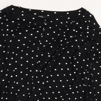 George Womens Black Polka Dot Viscose Basic Blouse Size 10 Boat Neck