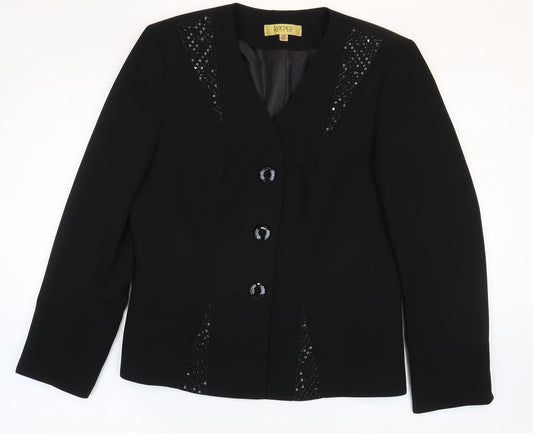 Kasper Womens Black Polyester Jacket Suit Jacket Size 10 - Sequin