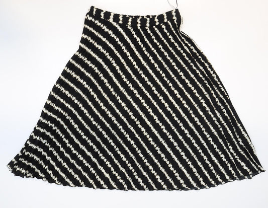 Marks and Spencer Womens Black Striped Polyester Swing Skirt Size 14