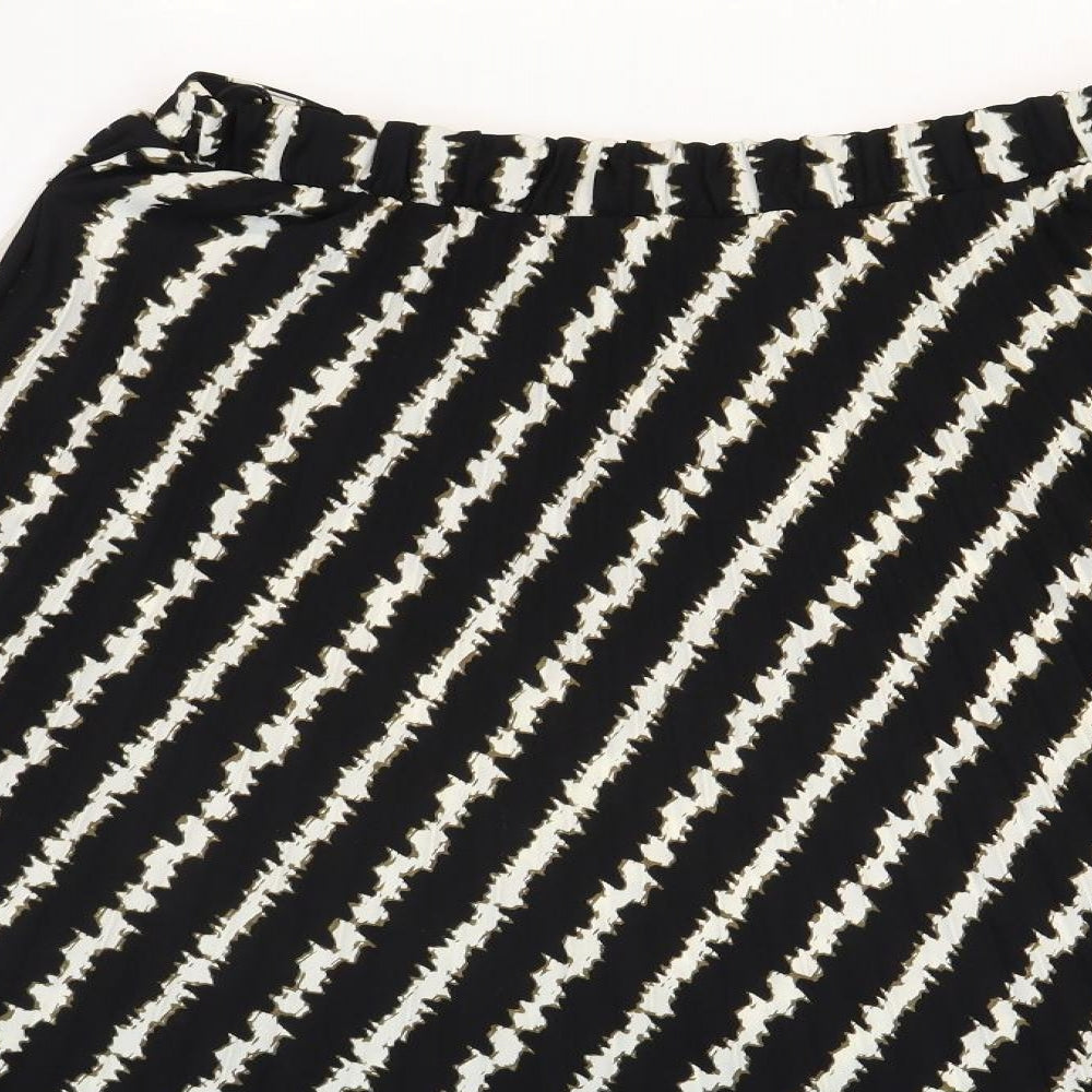 Marks and Spencer Womens Black Striped Polyester Swing Skirt Size 14